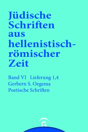 Einführung zu den Jüdischen Schriften aus hellenistisch-römischer Zeit, Faszikel 4: Poetische Schriften