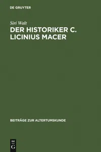 Der Historiker C. Licinius Macer_cover