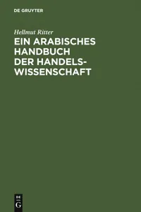 Ein arabisches Handbuch der Handelswissenschaft_cover