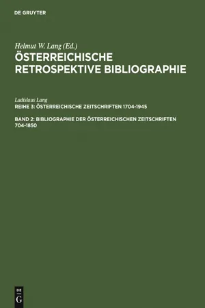 Bibliographie der österreichischen Zeitschriften 1704-1850