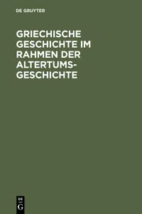 Griechische Geschichte im Rahmen der Altertumsgeschichte_cover