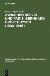 Zwischen Berlin und Paris: Bernhard Groethuysen_cover