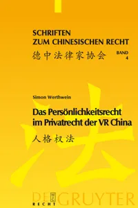 Das Persönlichkeitsrecht im Privatrecht der VR China_cover