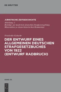 Der Entwurf eines Allgemeinen Deutschen Strafgesetzbuches von 1922_cover