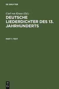 Deutsche Liederdichter des 13. Jahrhunderts_cover