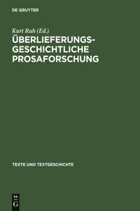 Überlieferungsgeschichtliche Prosaforschung_cover