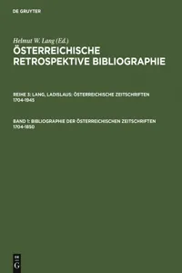 Bibliographie der österreichischen Zeitschriften 1704-1850_cover