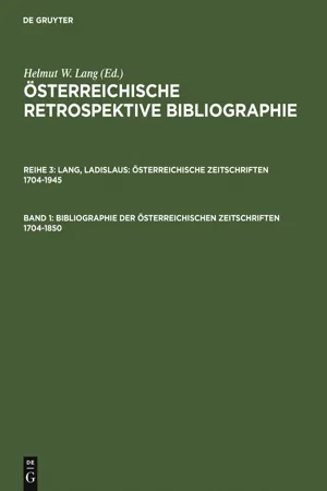 Bibliographie der österreichischen Zeitschriften 1704-1850