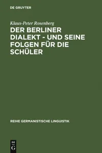 Der Berliner Dialekt - und seine Folgen für die Schüler_cover