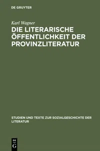 Die literarische Öffentlichkeit der Provinzliteratur_cover