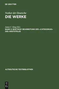 Boethius' Bearbeitung des »Categoriae« des Aristoteles_cover