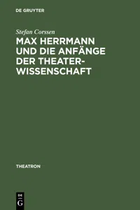 Max Herrmann und die Anfänge der Theaterwissenschaft_cover