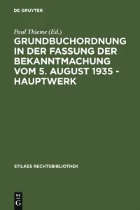 Grundbuchordnung in der Fassung der Bekanntmachung vom 5. August 1935 – Hauptwerk_cover