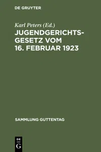 Jugendgerichtsgesetz vom 16. Februar 1923_cover