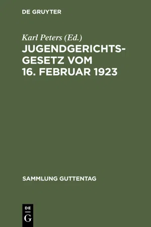 Jugendgerichtsgesetz vom 16. Februar 1923