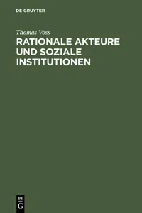 Rationale Akteure und soziale Institutionen_cover