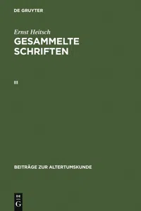 Ernst Heitsch: Gesammelte Schriften. III_cover