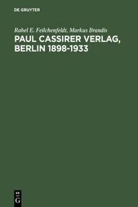 Paul Cassirer Verlag, Berlin 1898–1933_cover