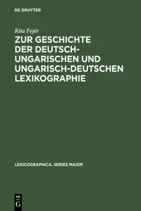 Zur Geschichte der deutsch-ungarischen und ungarisch-deutschen Lexikographie_cover