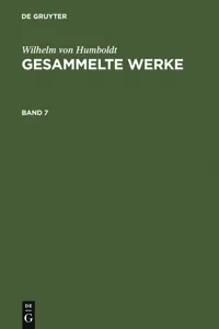 Wilhelm von Humboldt: Gesammelte Werke. Band 7_cover