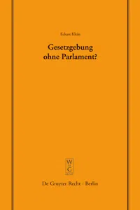 Gesetzgebung ohne Parlament?_cover