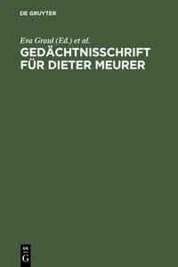 Gedächtnisschrift für Dieter Meurer_cover