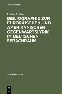 Bibliographie zur europäischen und amerikanischen Gegenwartslyrik im deutschen Sprachraum_cover