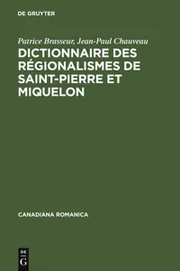 Dictionnaire des régionalismes de Saint-Pierre et Miquelon_cover