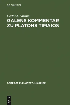 Galens Kommentar zu Platons Timaios