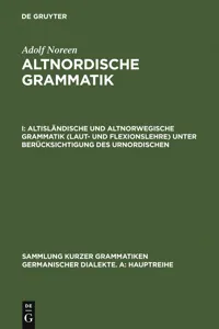 Altisländische und altnorwegische Grammatik unter Berücksichtigung des Urnordischen_cover