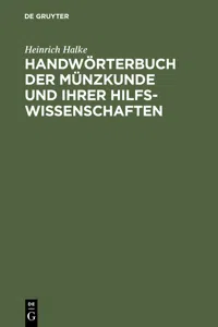 Handwörterbuch der Münzkunde und ihrer Hilfswissenschaften_cover