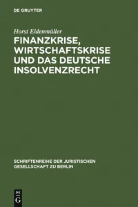 Finanzkrise, Wirtschaftskrise und das deutsche Insolvenzrecht_cover