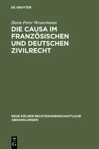 Die causa im französischen und deutschen Zivilrecht_cover