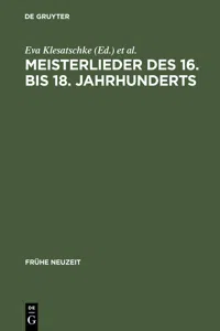 Meisterlieder des 16. bis 18. Jahrhunderts_cover