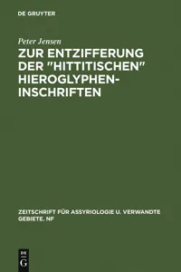 Zur Entzifferung der "hittitischen" Hieroglypheninschriften_cover