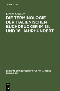 Die Terminologie der italienischen Buchdrucker im 15. und 16. Jahrhundert_cover