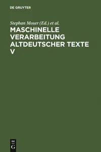 Maschinelle Verarbeitung altdeutscher Texte V_cover