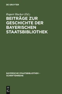 Beiträge zur Geschichte der Bayerischen Staatsbibliothek_cover