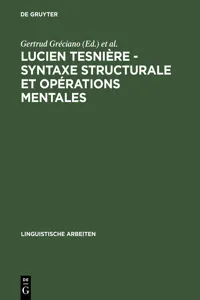 Lucien Tesnière - Syntaxe structurale et opérations mentales_cover