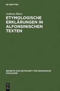 Etymologische Erklärungen in alfonsinischen Texten_cover