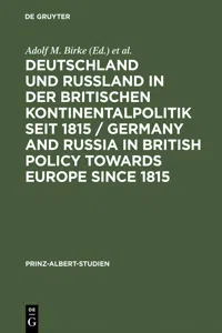 Deutschland und Rußland in der britischen Kontinentalpolitik seit 1815 / Germany and Russia in British policy towards Europe since 1815_cover