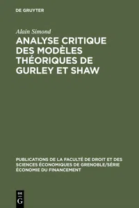 Analyse critique des modèles théoriques de Gurley et Shaw_cover