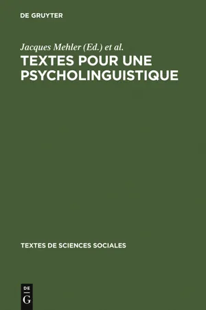 Textes pour une psycholinguistique