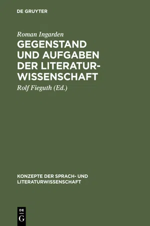 Gegenstand und Aufgaben der Literaturwissenschaft