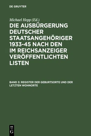 Register der Geburtsorte und der letzten Wohnorte