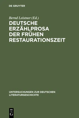 Deutsche Erzählprosa der frühen Restaurationszeit