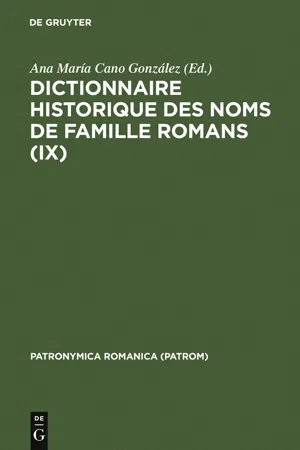 Dictionnaire historique des noms de famille romans (IX)