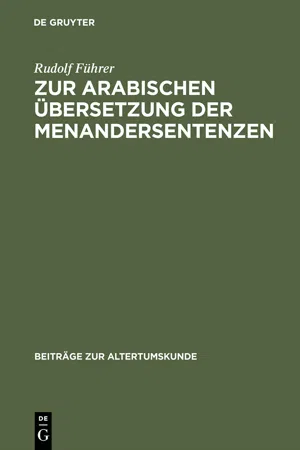 Zur arabischen Übersetzung der Menandersentenzen