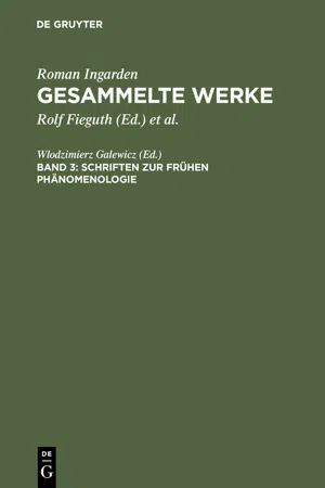 Schriften zur frühen Phänomenologie