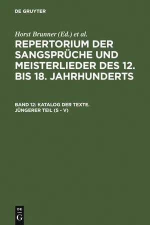 Katalog der Texte. Jüngerer Teil (S - V)